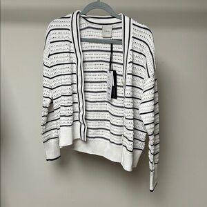 Varley antonia relaxed knit cardigan white/blue nights